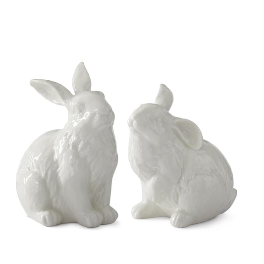 6.25 Inch White Porcelain Rabbits