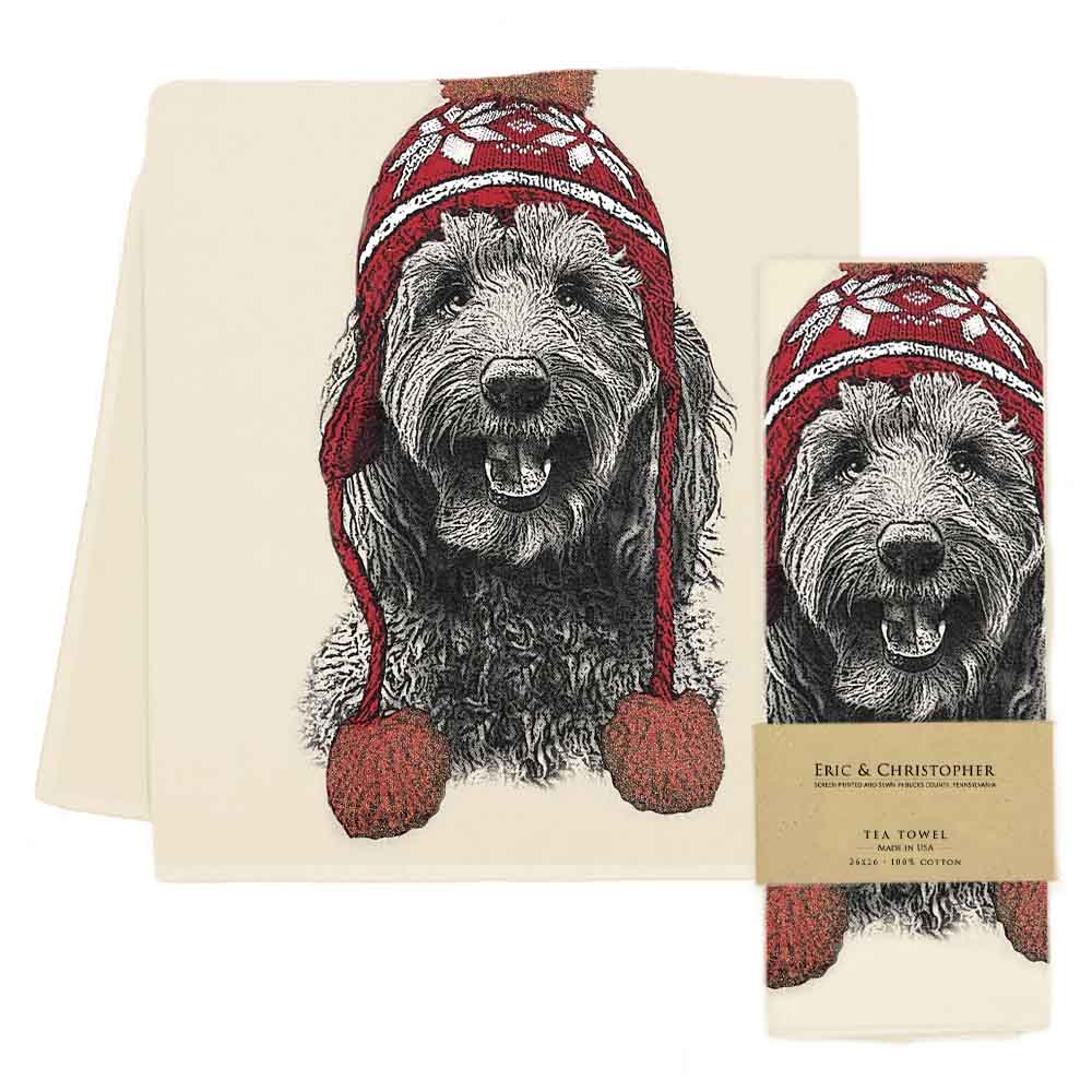 Christmas Labradoodle Tea Towel