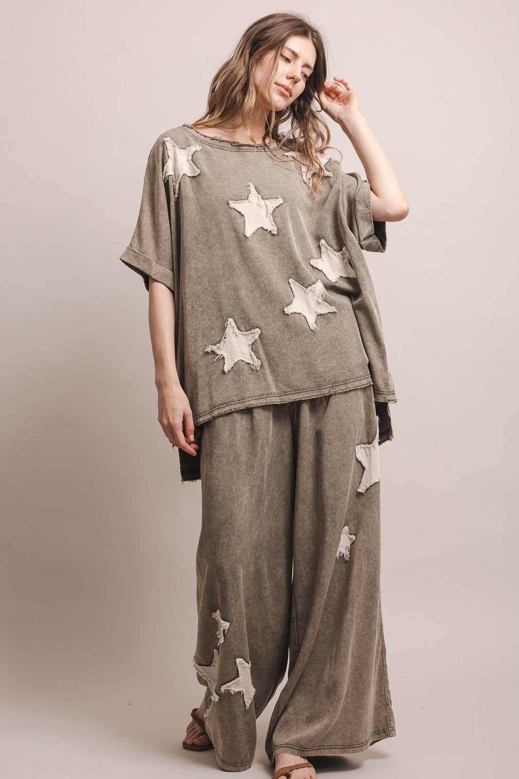 Star Patchwork Short Sleeve Top & Pants Set