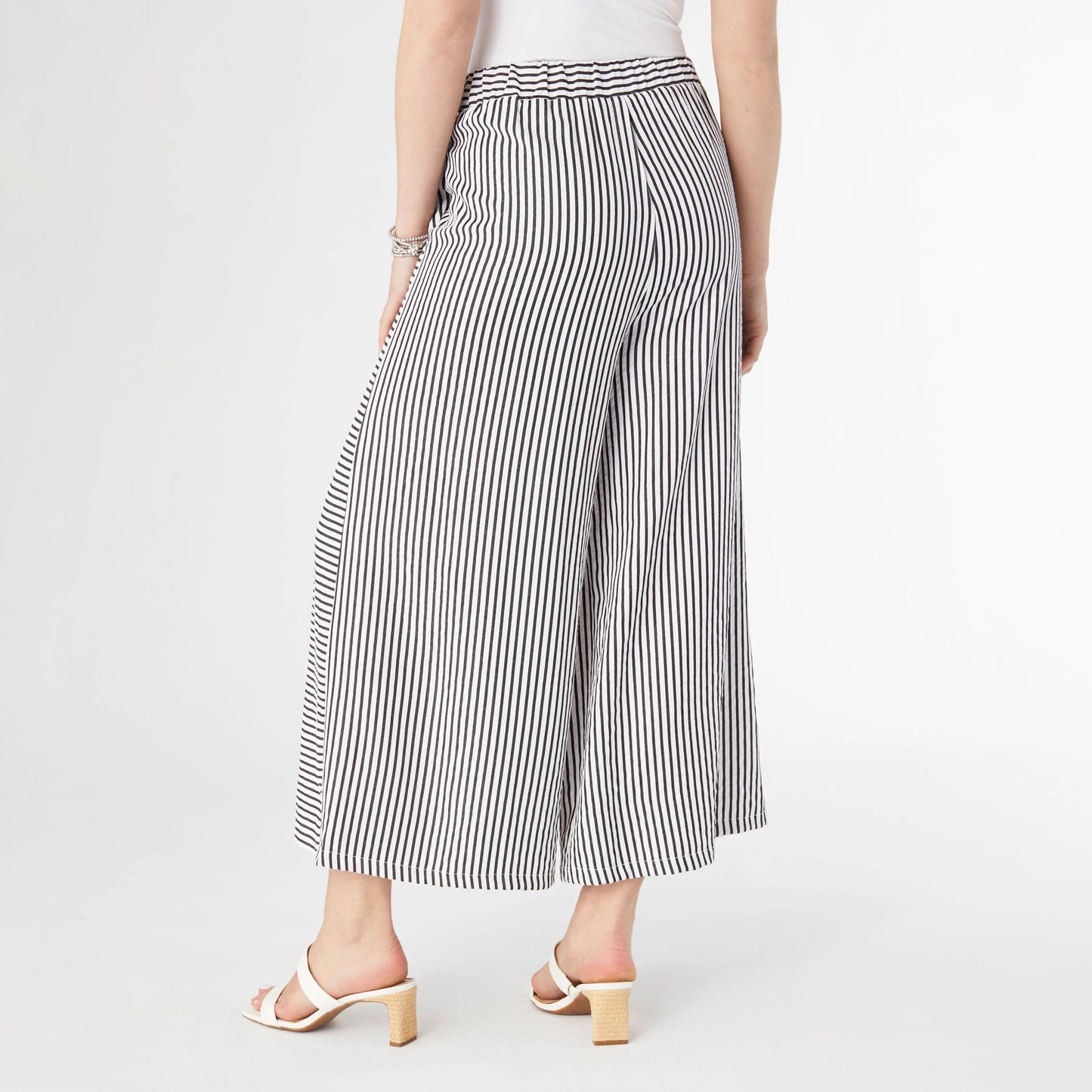 Dahlia Striped Textured Pants with Side Button