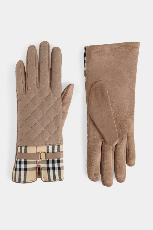 Plaid Puffer Touchscreen Gloves