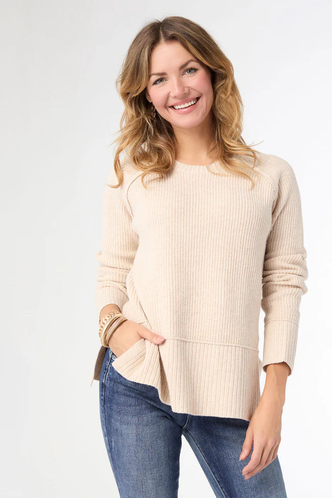 Helix Crew Neck Sweater with Side Slit
