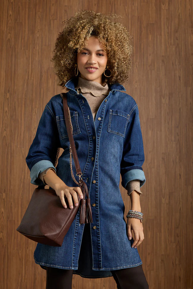 Bambu Soft Button Front Long Shacket