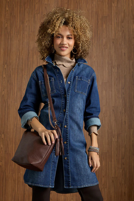 Bambu Soft Button Front Long Shacket