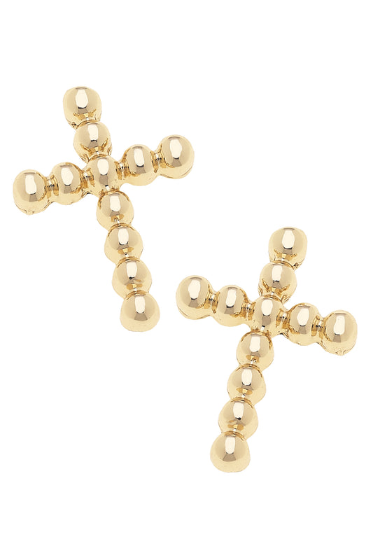 Poppy Beaded Cross Stud Earrings