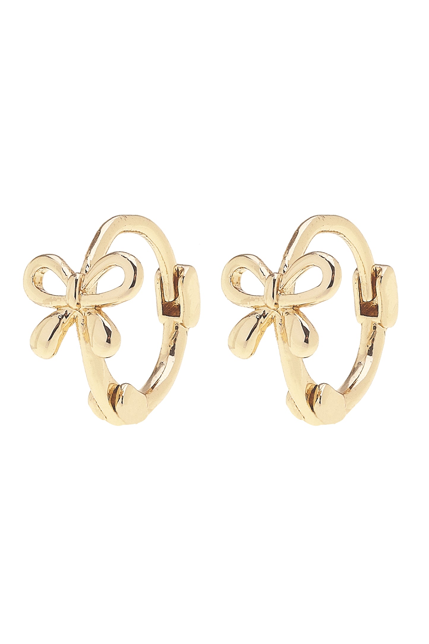 Betsy Tied Bow Micro Huggie Hoop Earrings in Shiny