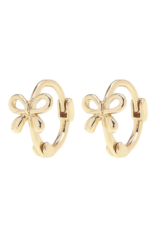Betsy Tied Bow Micro Huggie Hoop Earrings in Shiny