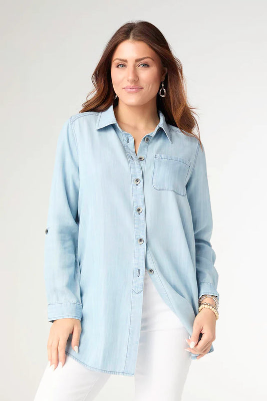 Dawn Light Denim Button Front Tunic