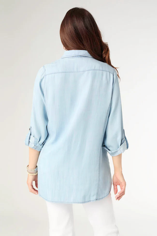 Dawn Light Denim Button Front Tunic