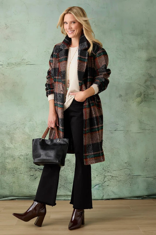 Kiley Plaid Single Button Coat
