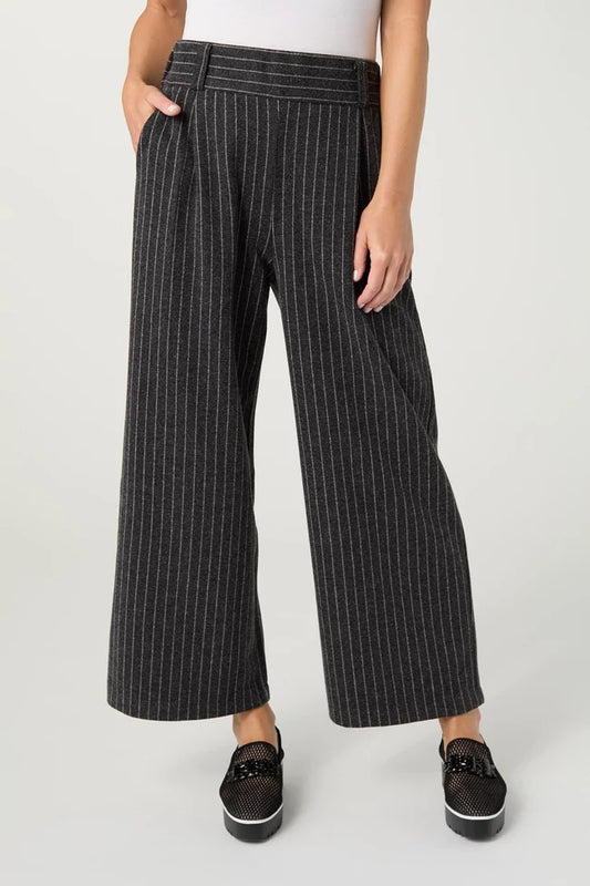 Ventura Brushed Stripe Wide Leg Crop Pant