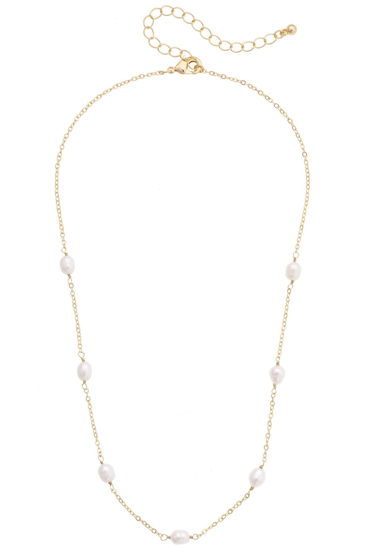 Celia Delicate Pearl Necklace in Shiny Gold