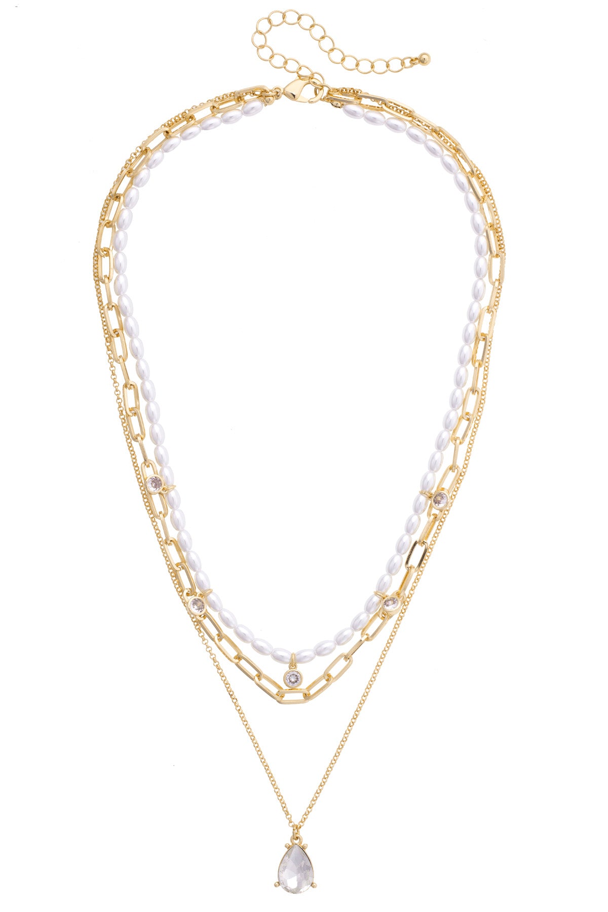 Wednesday 3-Row Layered Necklace in Ivory