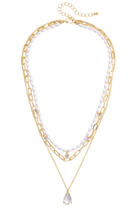 Wednesday 3-Row Layered Necklace in Ivory