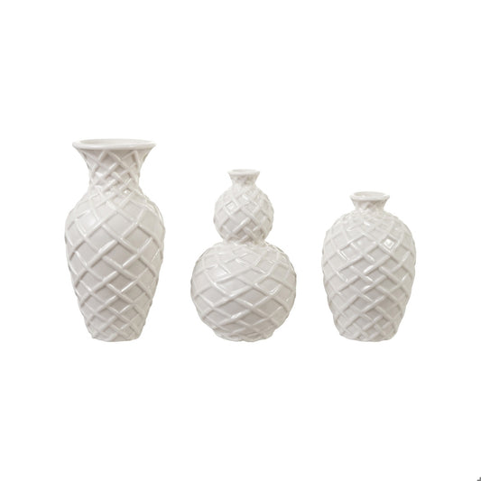 Basket Weave Stoneware Vase