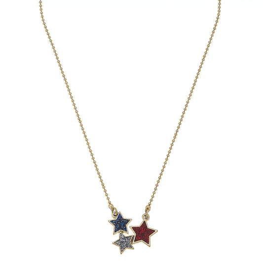 Triple Glitter Star Necklace