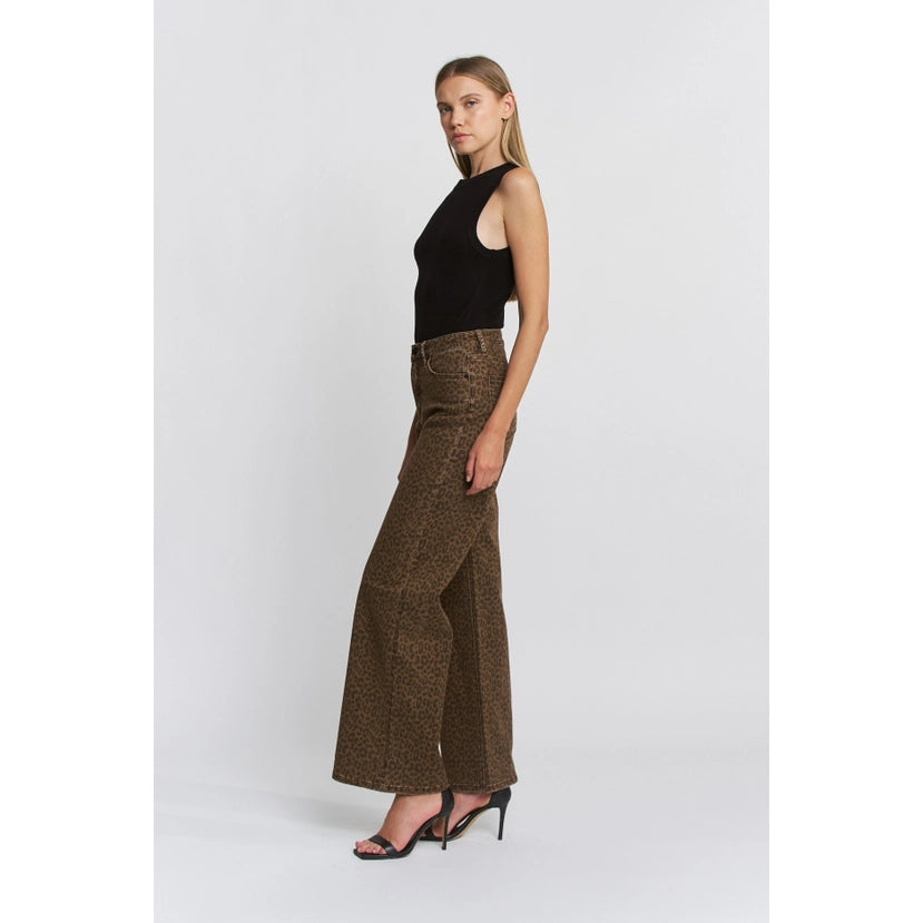 Super High Wide Leg Leopard Jeans