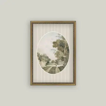 Oval Landscape with Cottages