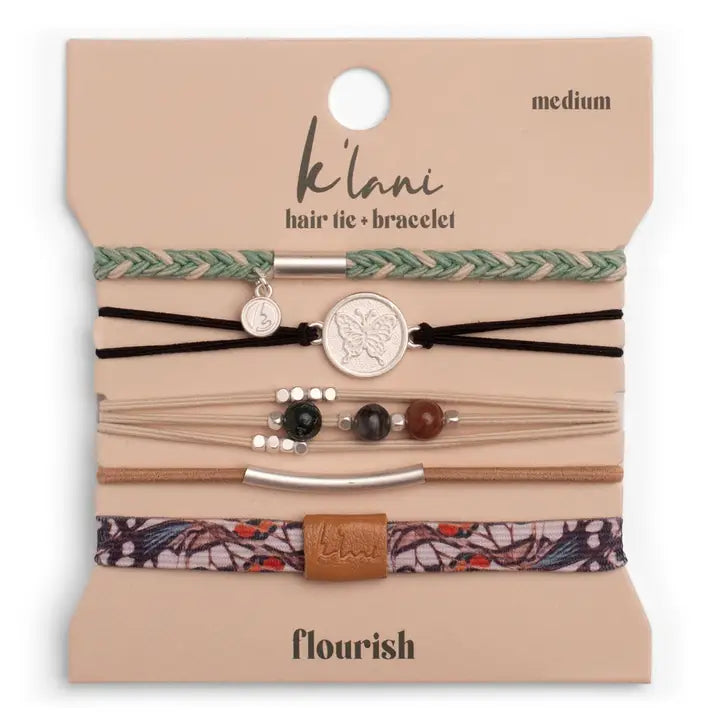 "Flourish" Natural Butterfly Hair Tie Bracelets