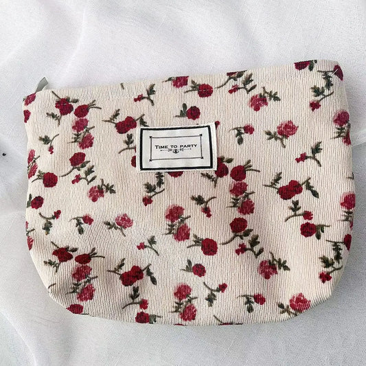 Contrast Flower Pattern Zipper Portable Wash