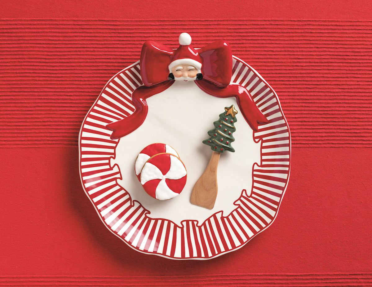 Santa Bow Cookie Plate Set