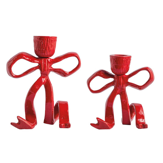 Red Bow Taper Candle Holder