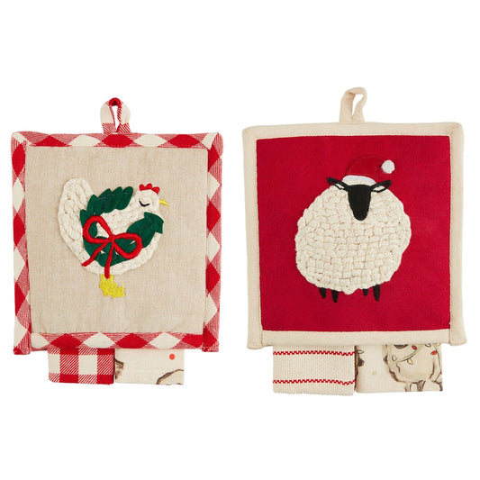 Christmas Farm Animal Pot Holder Set