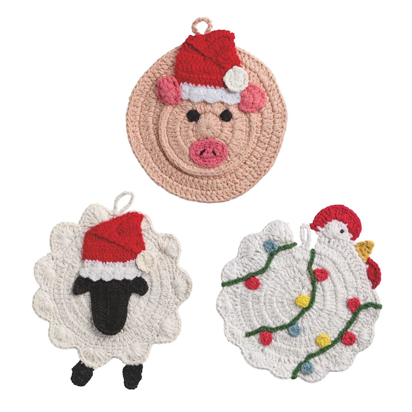 Christmas Farm Crocheted Trivet
