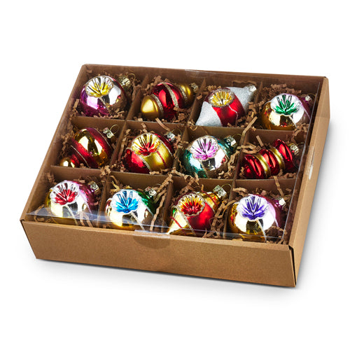Box Of Bright Vintage Ornaments