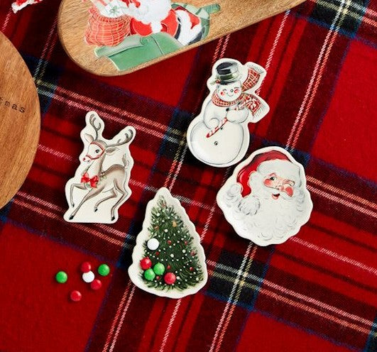 Classic Christmas Tidbit Plates