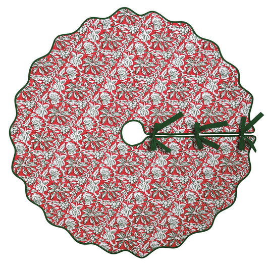 Christmas Block Print Tree Skirt