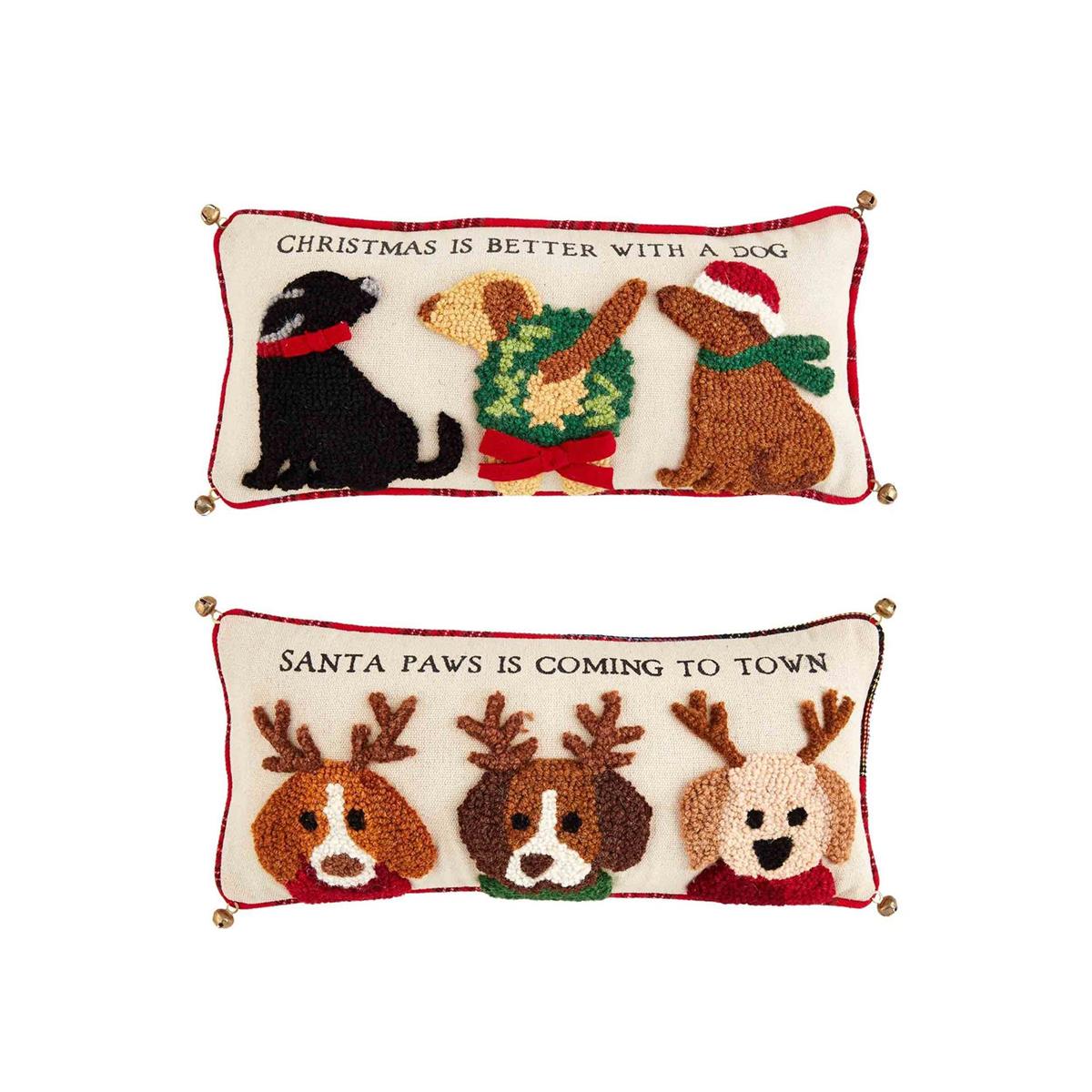 Christmas Dog Jingle Hooked Pillow