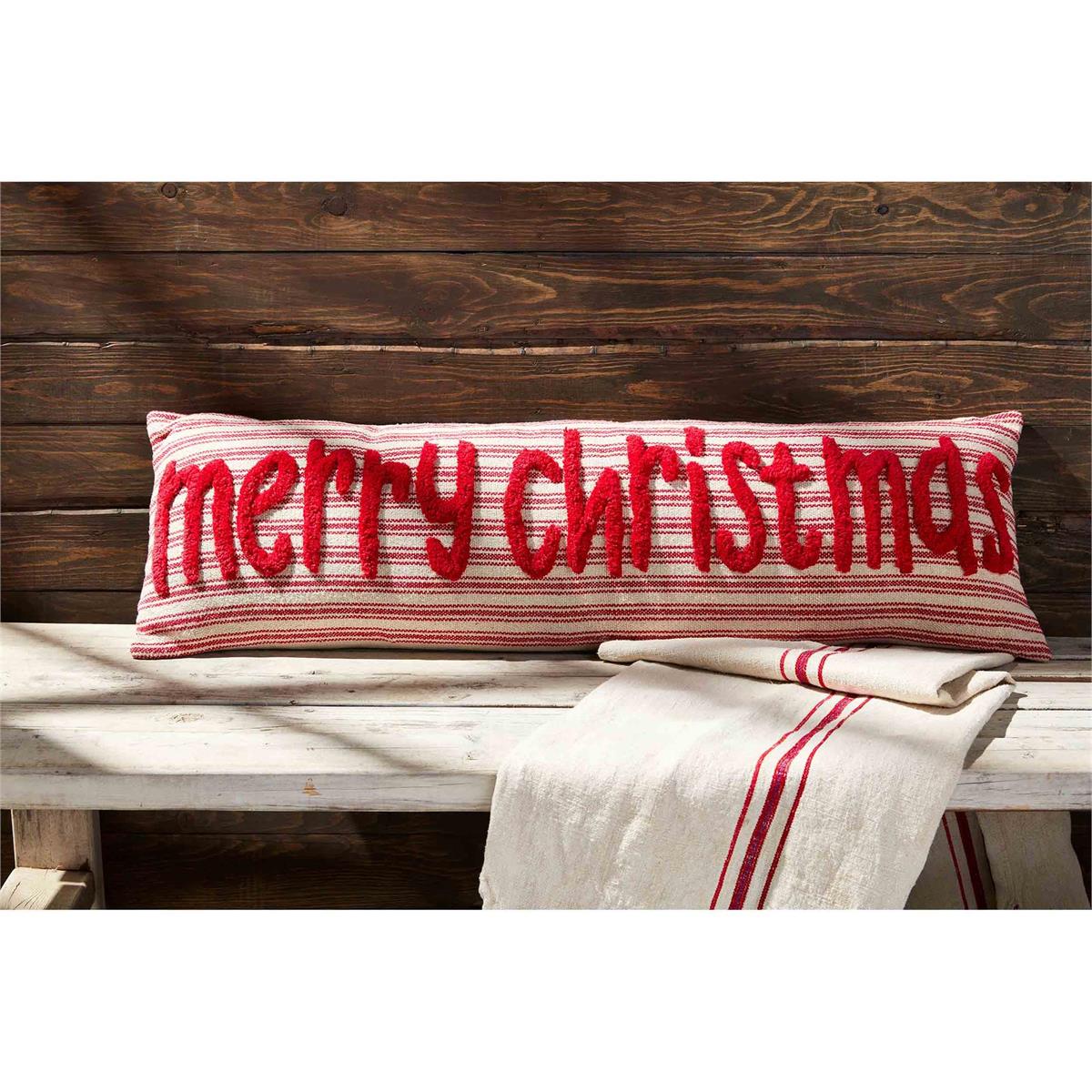 Merry Christmas Stripe Pillow