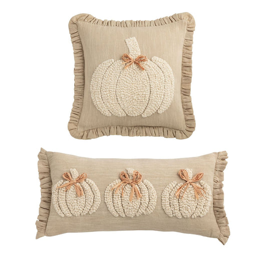 White Embroidered Pumpkin Pillow