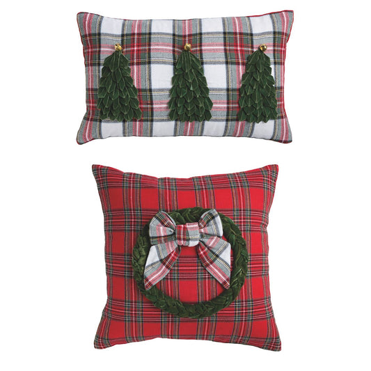 Velvet Ribbon Tartan Pillow