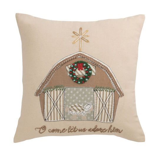 Nativity Barn Pillow