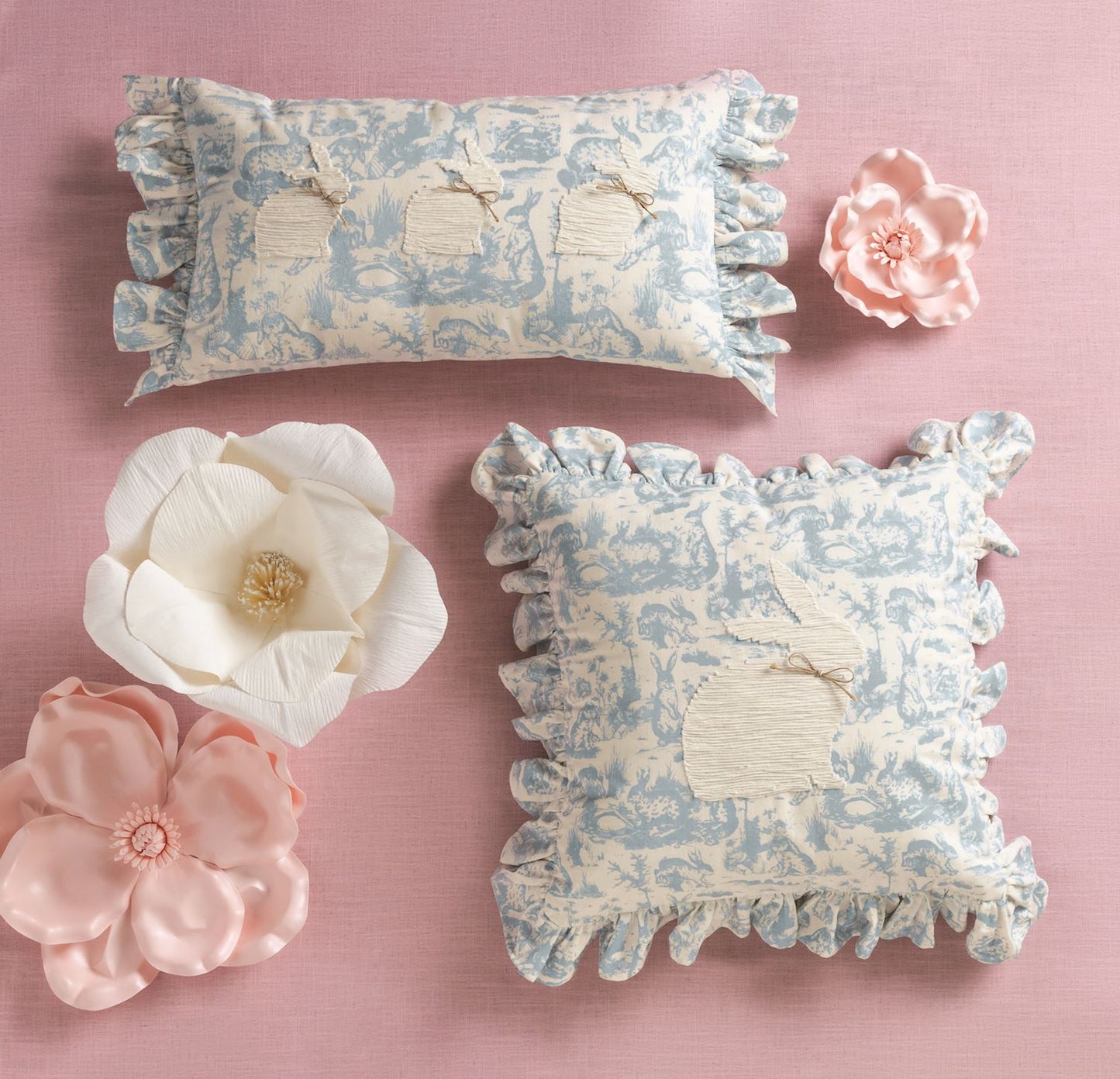 Toile Bunny Pillows