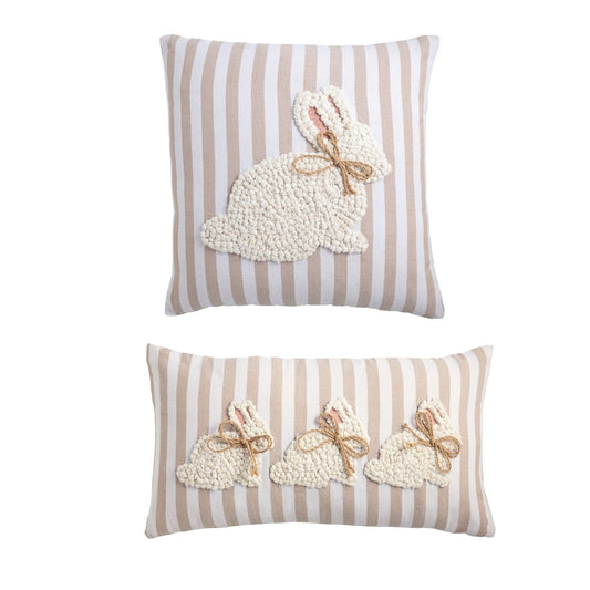 White Bunny Embroidered Pillows