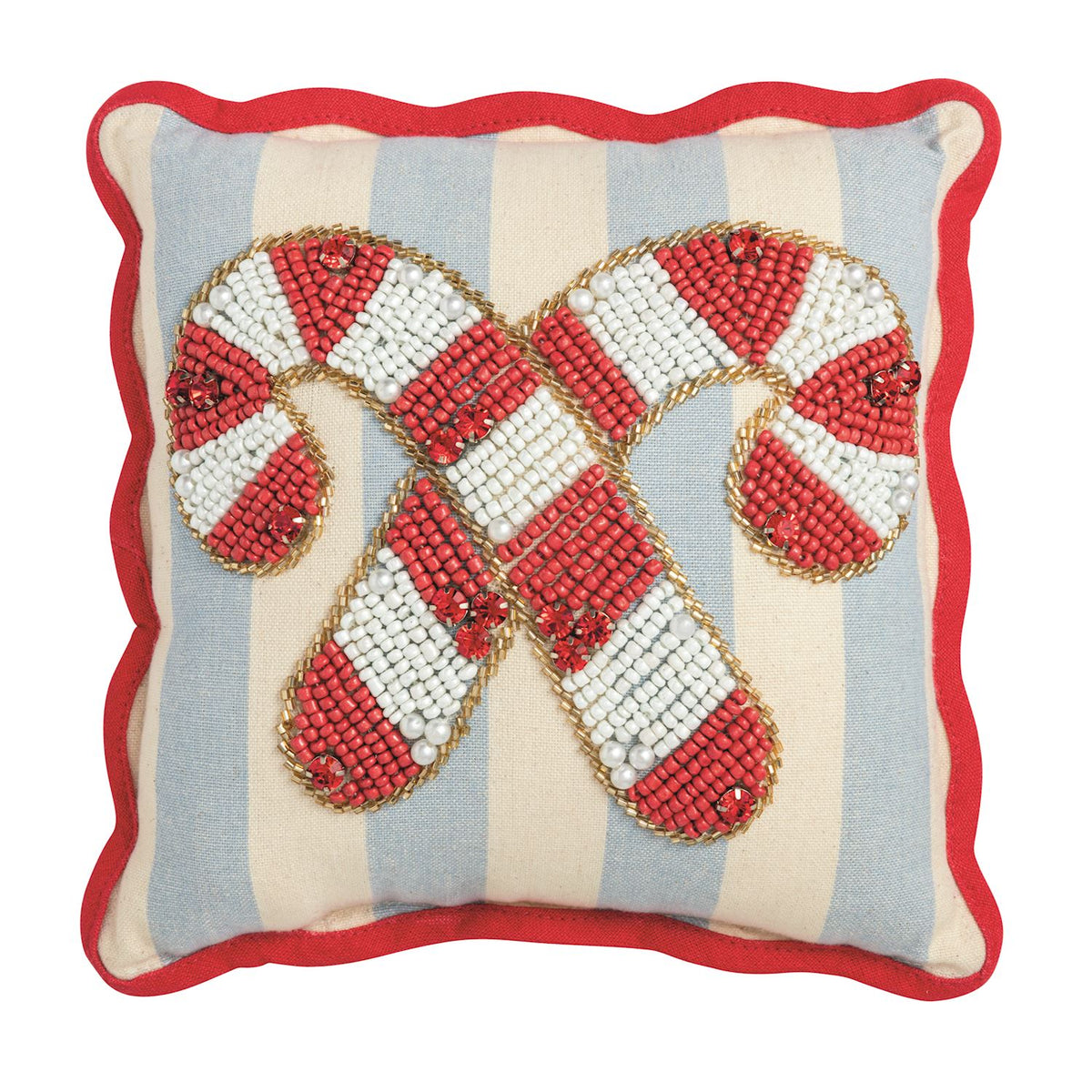 Candy Cane Mini Beaded Pillow