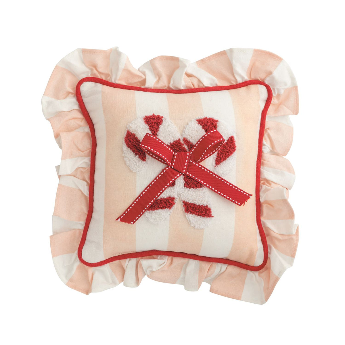 Candy Cane Ruffle Mini Pillow