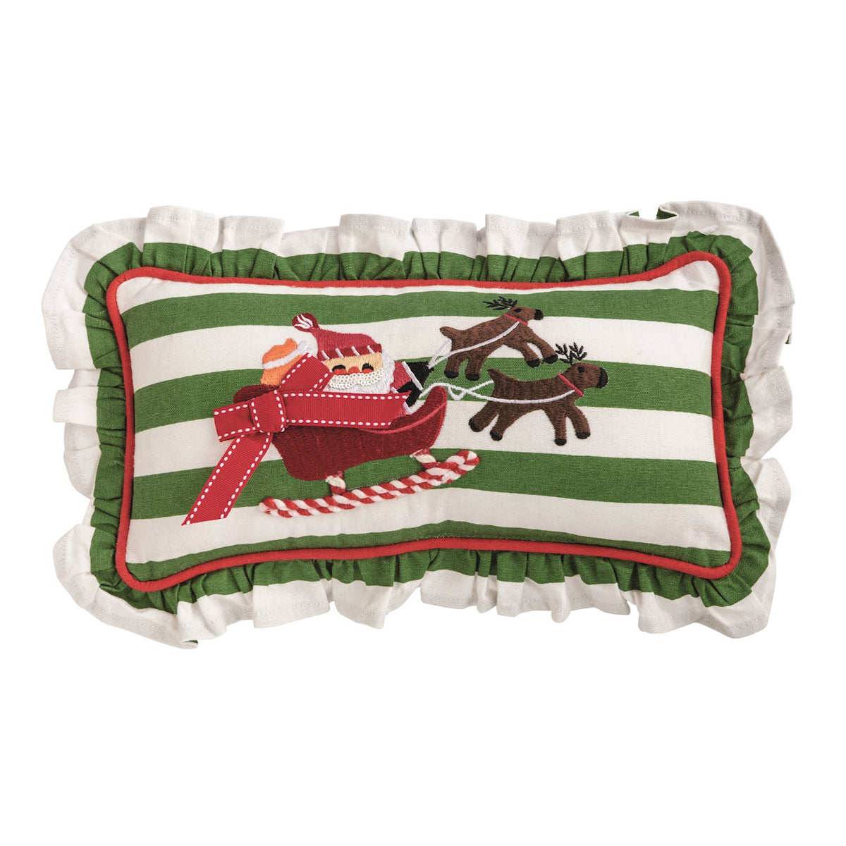 Santa Sleigh Ruffle Mini Pillow