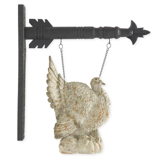 15.75 Inch Tan Distressed Resin Turkey on Pumpkins Arrow Replacement