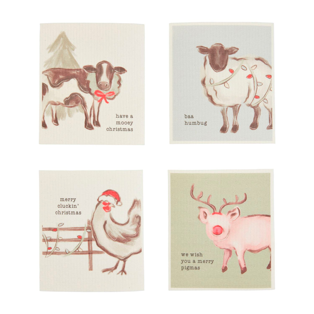 Christmas Farm Animal Sponge Cloth