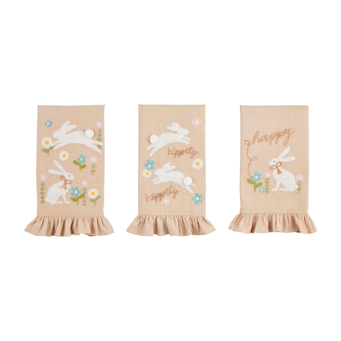 Bunny Embroidered Ruffle Towels