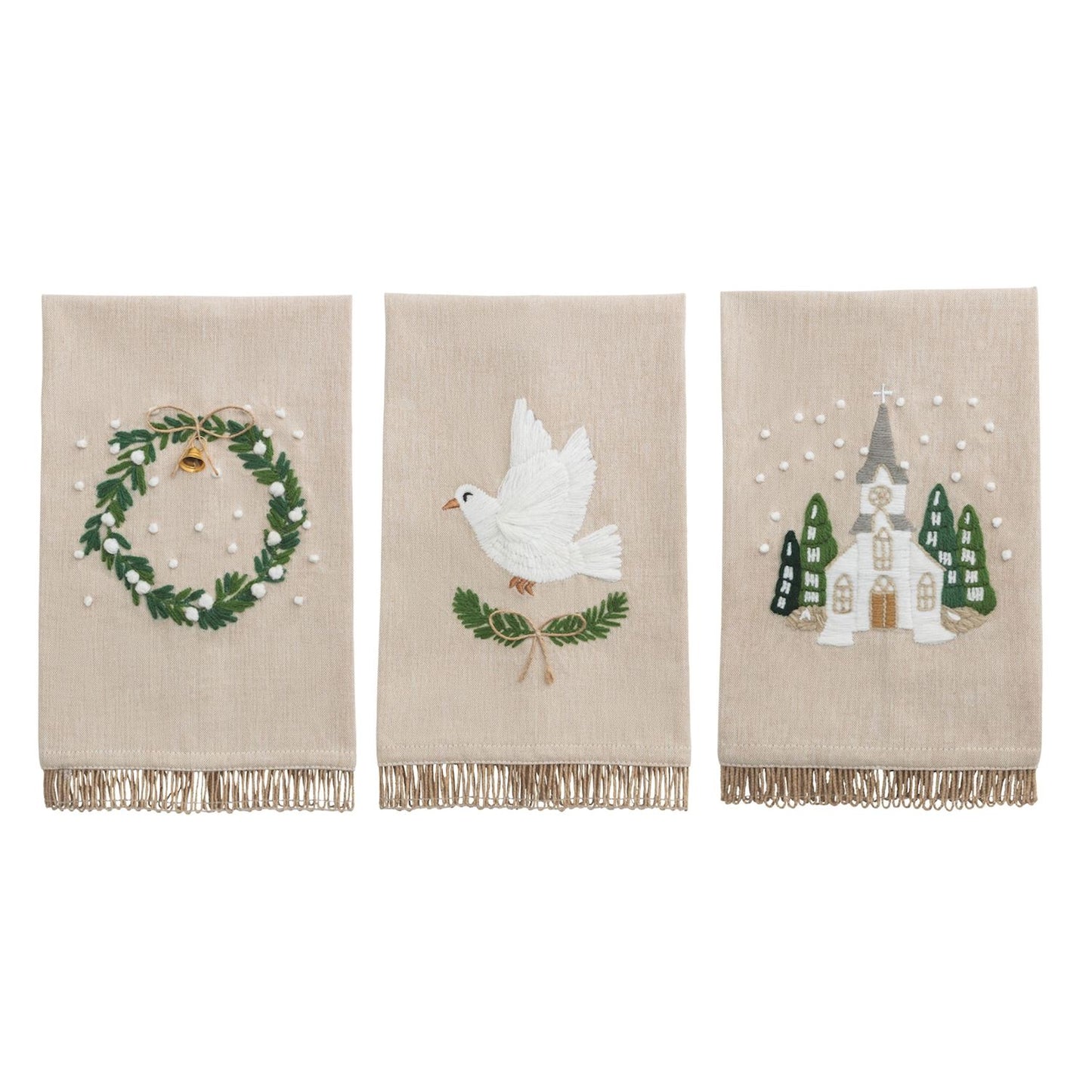 White Christmas Embroidered Towel
