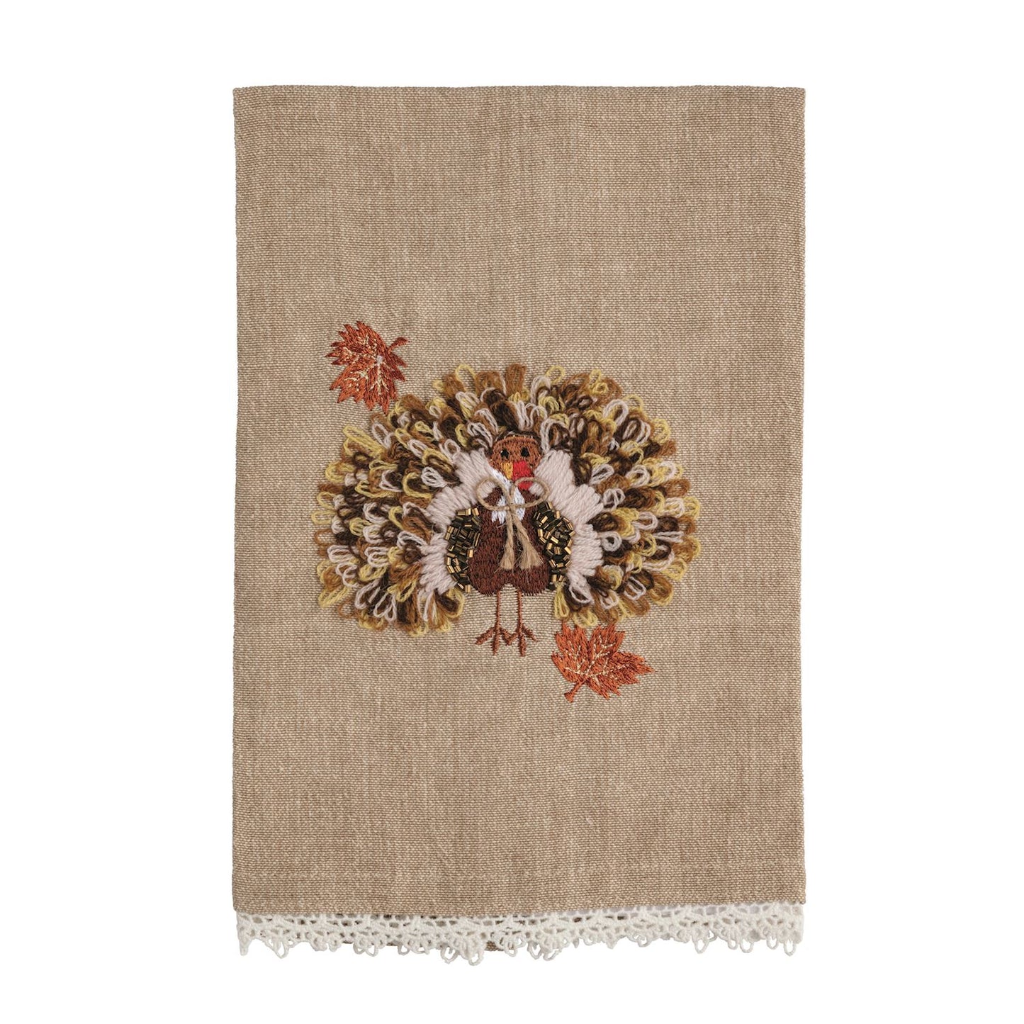 Beaded Turkey Embroidered Tea Towel