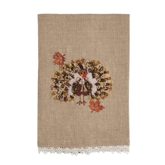 Beaded Turkey Embroidered Tea Towel