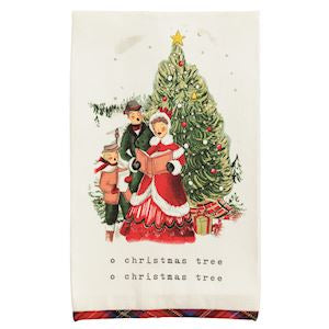 Christmas Tartan Hem Tea Towel