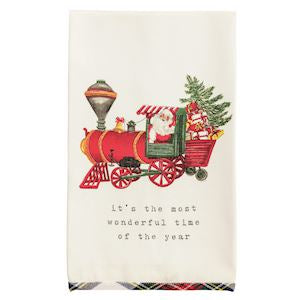 Christmas Tartan Hem Tea Towel