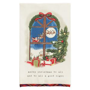 Christmas Tartan Hem Tea Towel